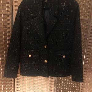 House of Harlow 1960 Black and Gold Tweed Blazer